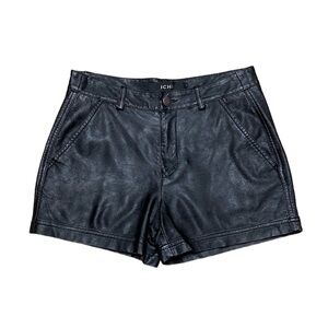Ichi Pleather Shorts Women’s 34 Black Faux Leather Casual Bottoms
